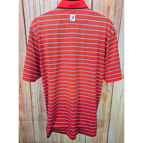 Footjoy FJ Mens Red Striped Lisle Polo Medium - Picture 2 of 7